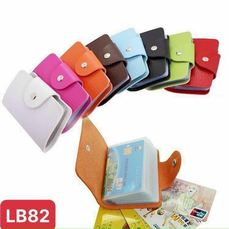 Ví đựng thẻ 12 ngăn da mềm có cúc bấm