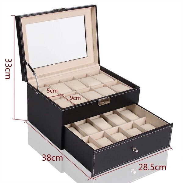 [HCM]Hộp đựng đồng hồ 20 chiếc (hộp 2 tầng)