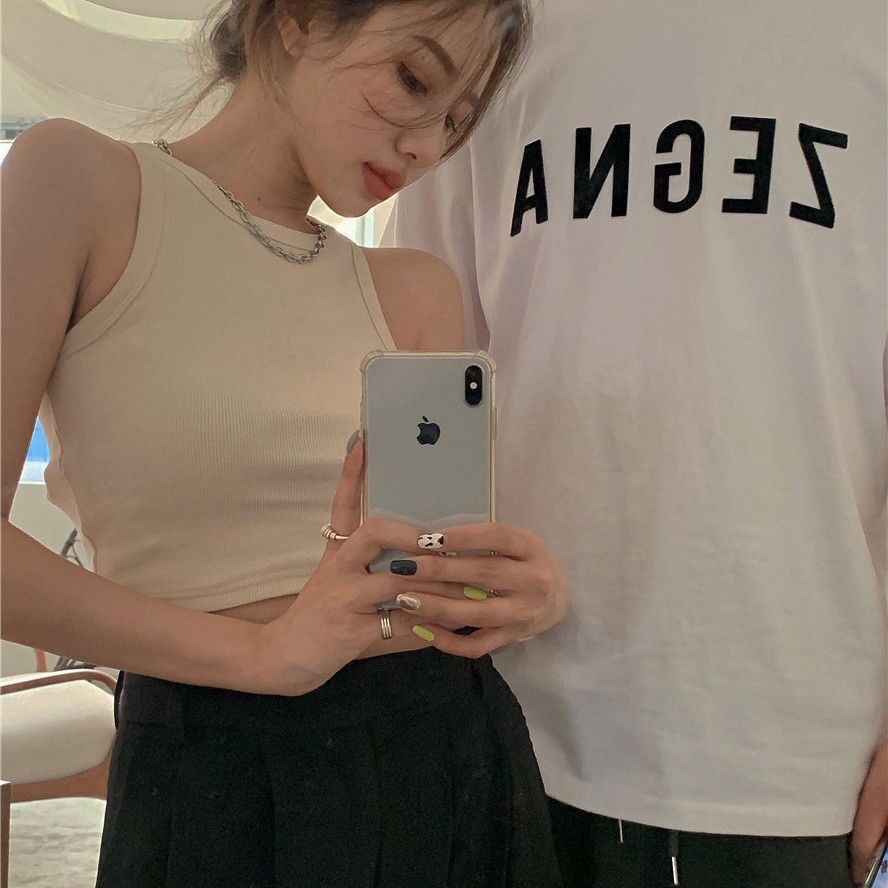 Áo croptop ba lỗ body kiểu dáng basic chất liệu len tăm