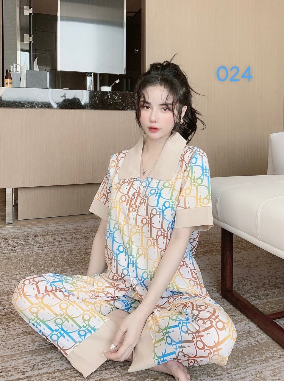 Bộ lụa Pijama loại 1 chất mềm mịn, mát + Ảnh thật ,Bộ Lụa kate thái Tay Ngắn.Bộ đồ nữ