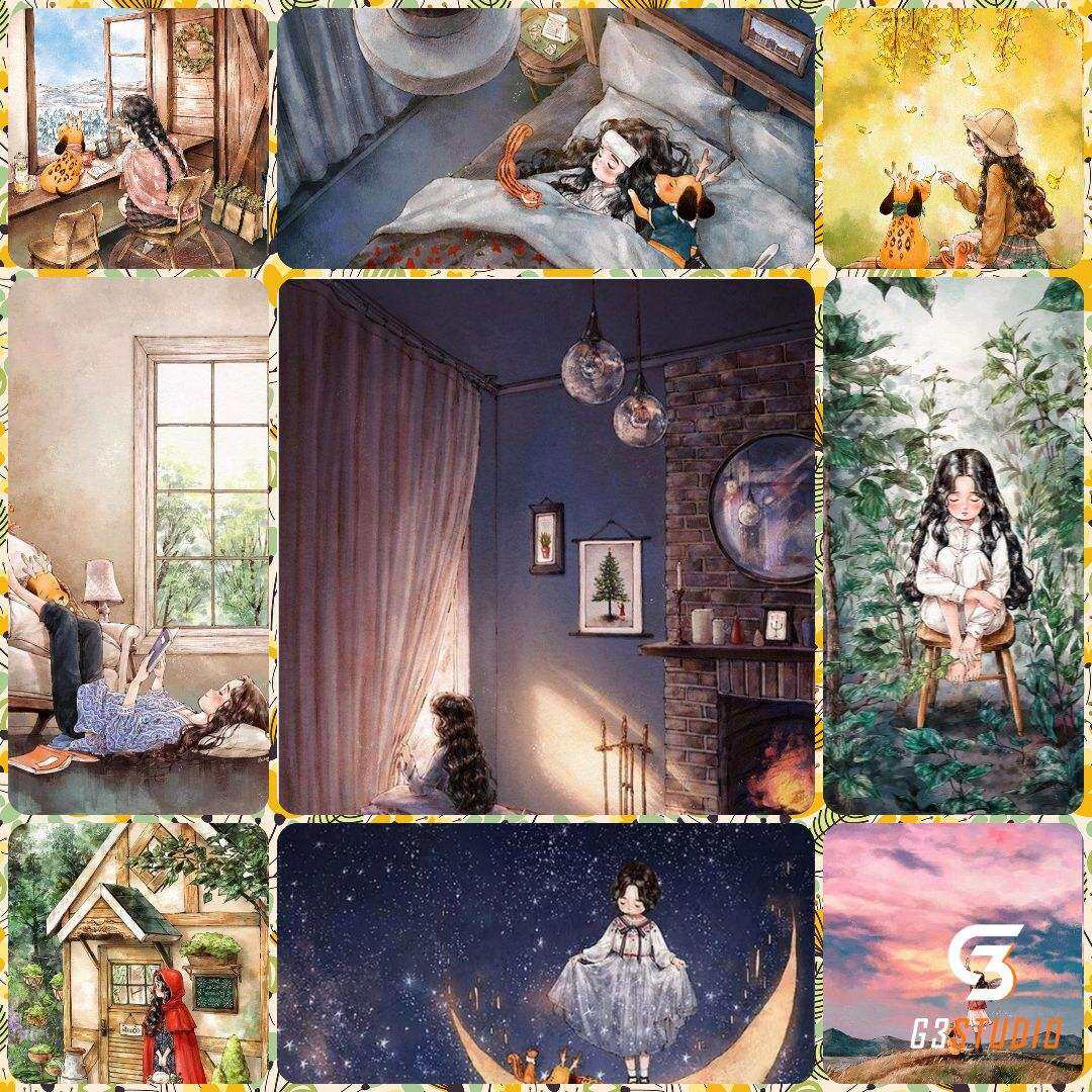 Tranh chibi tô màu số hoá KHÔNG KHUNG