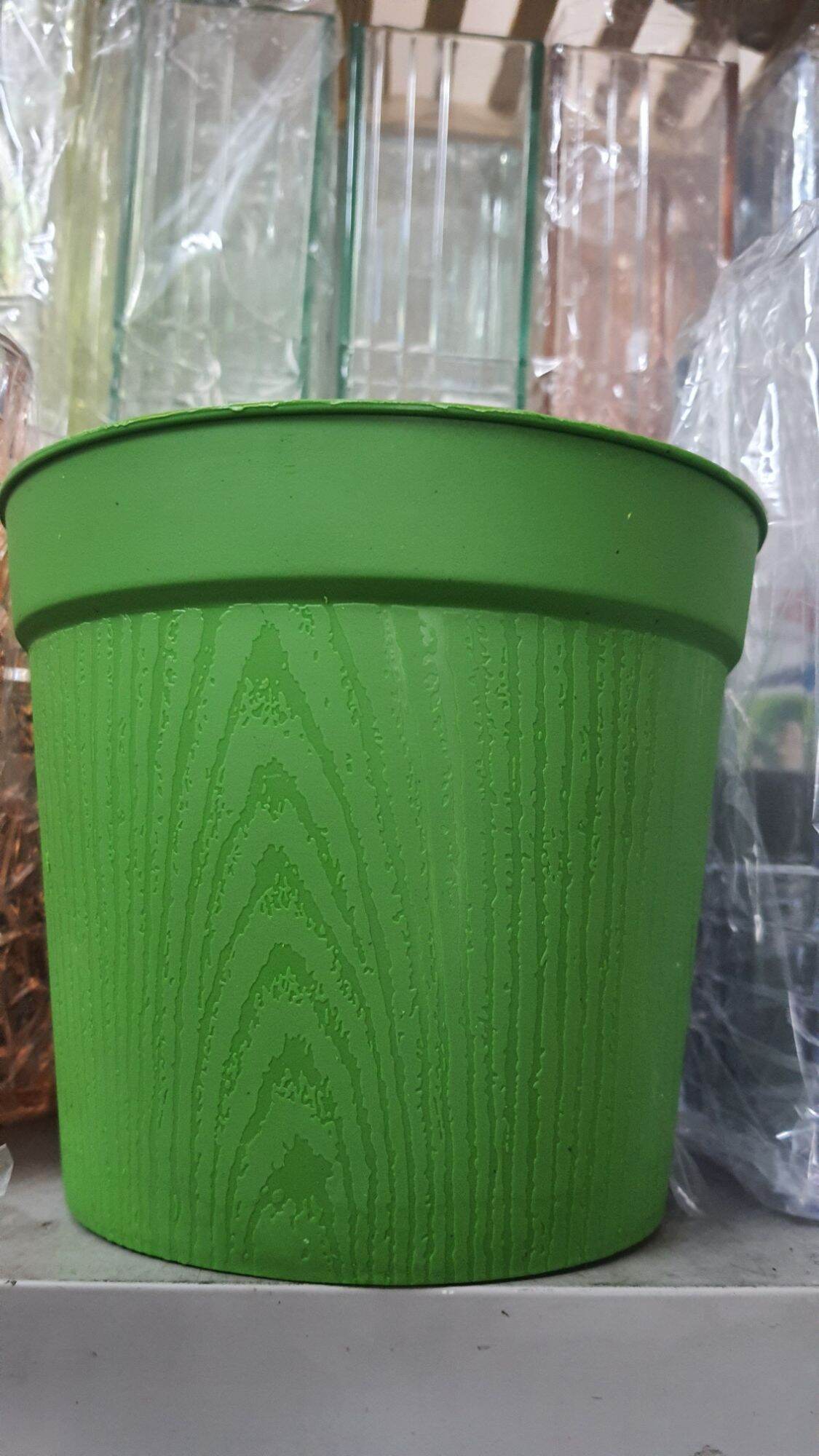 (bán sỉ)10 chậu nhựa trồng hoa vân gỗ 18x16cm