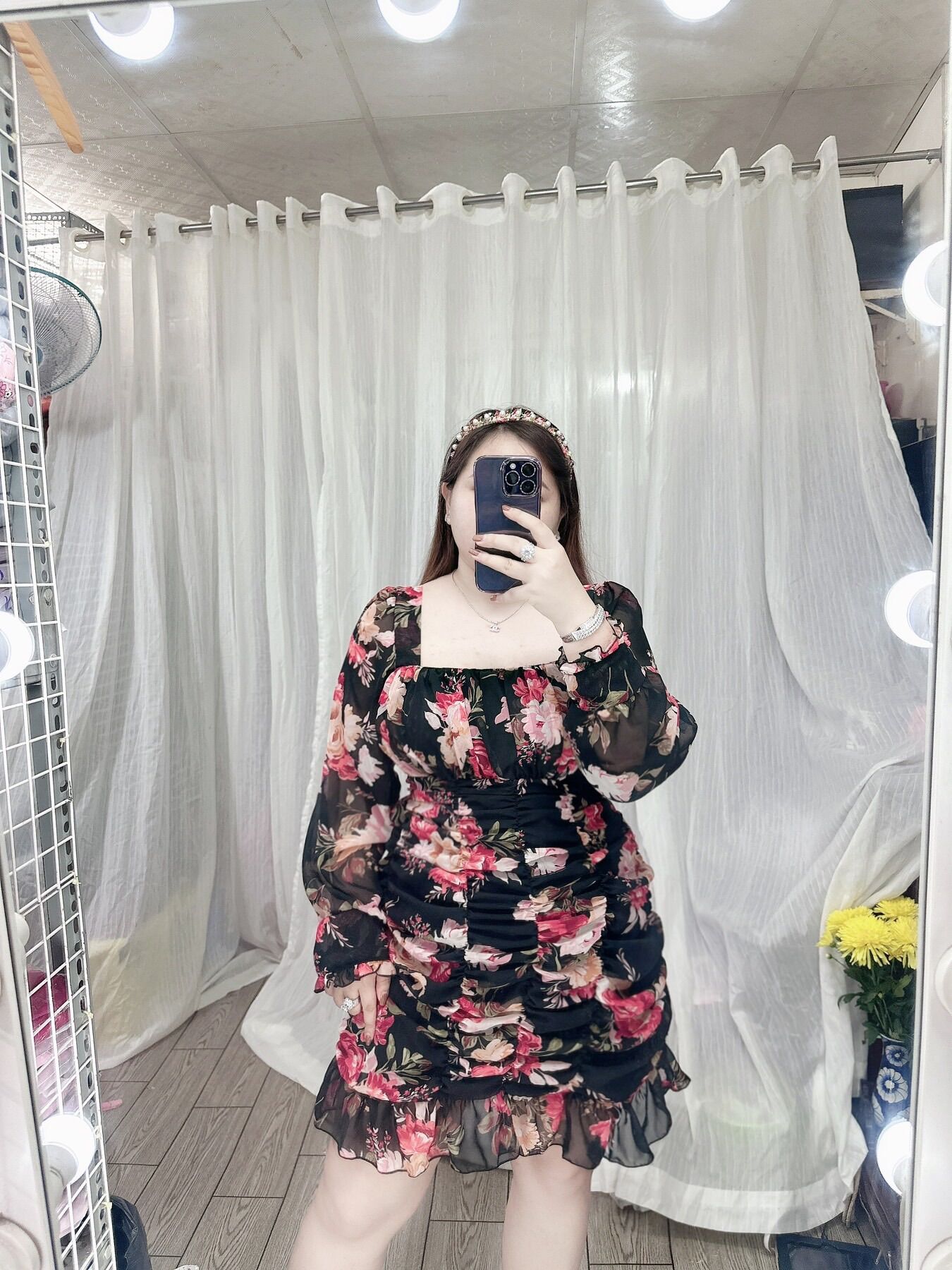 [Bigsize 60-85kg] Đầm nhún tay dài