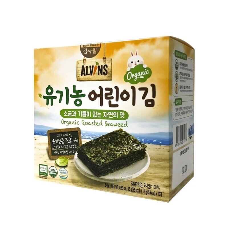 Rong biển tách muối hữu cơ ALVINS Hàn Quốc, gói lẻ 1,5g cho bé ăn dặm,ăn liền,cuộn cơm...