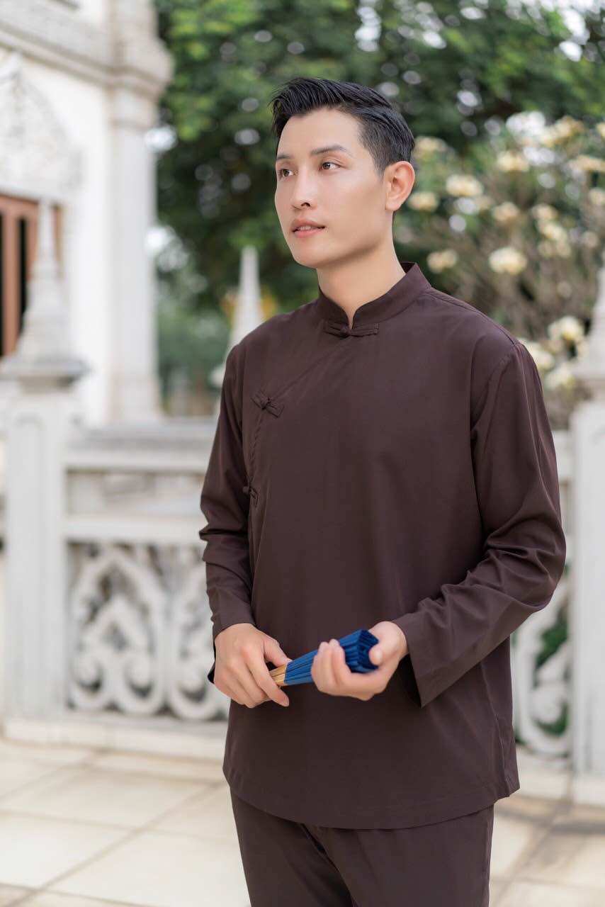 Đồ lam đi chùa nam cổ tàu nút vải kate mềm mịn mát