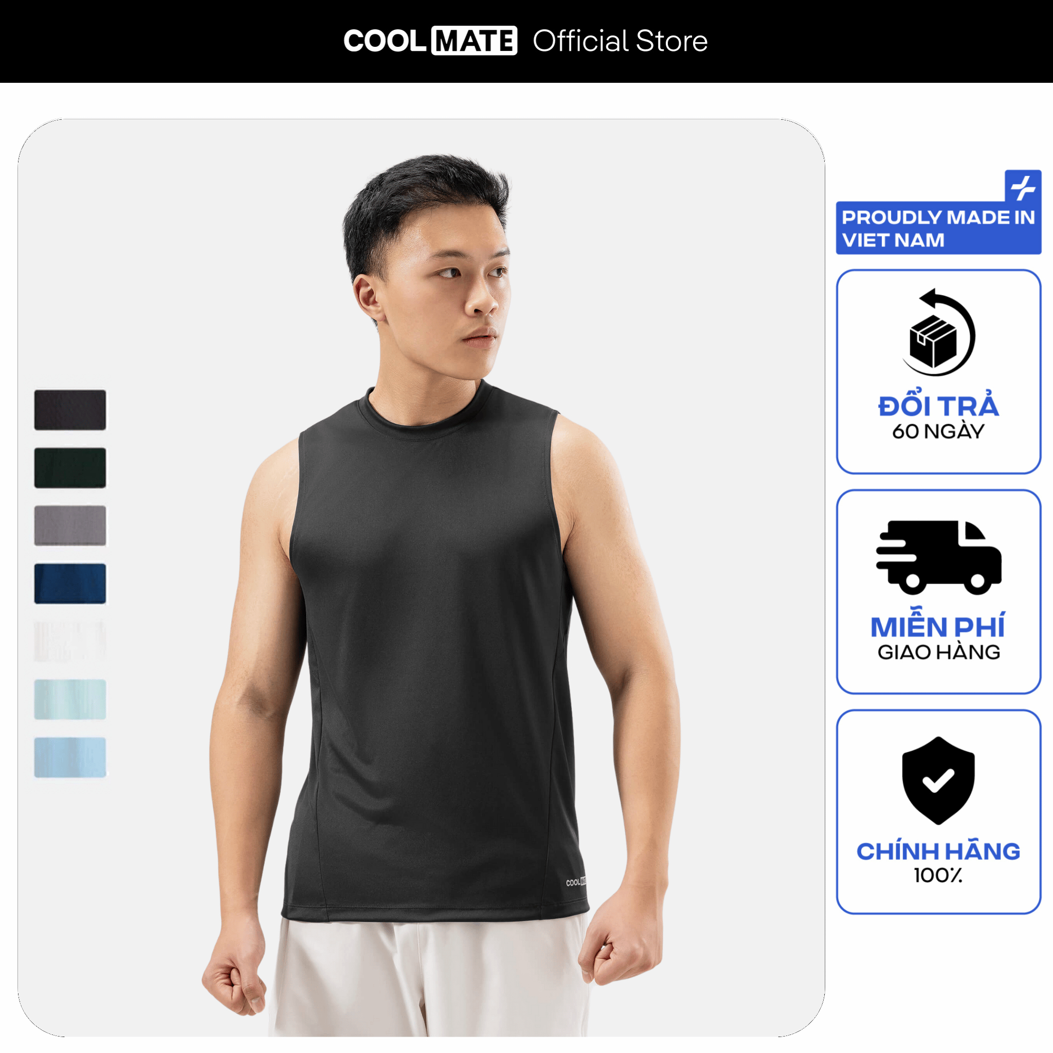 [MUA 3 GIẢM 12%]Áo Tanktop Thể Thao Pro Active 1595 Công nghệ ExDry thấm hút tốt, nhanh khô, thoáng khí - Coolmate