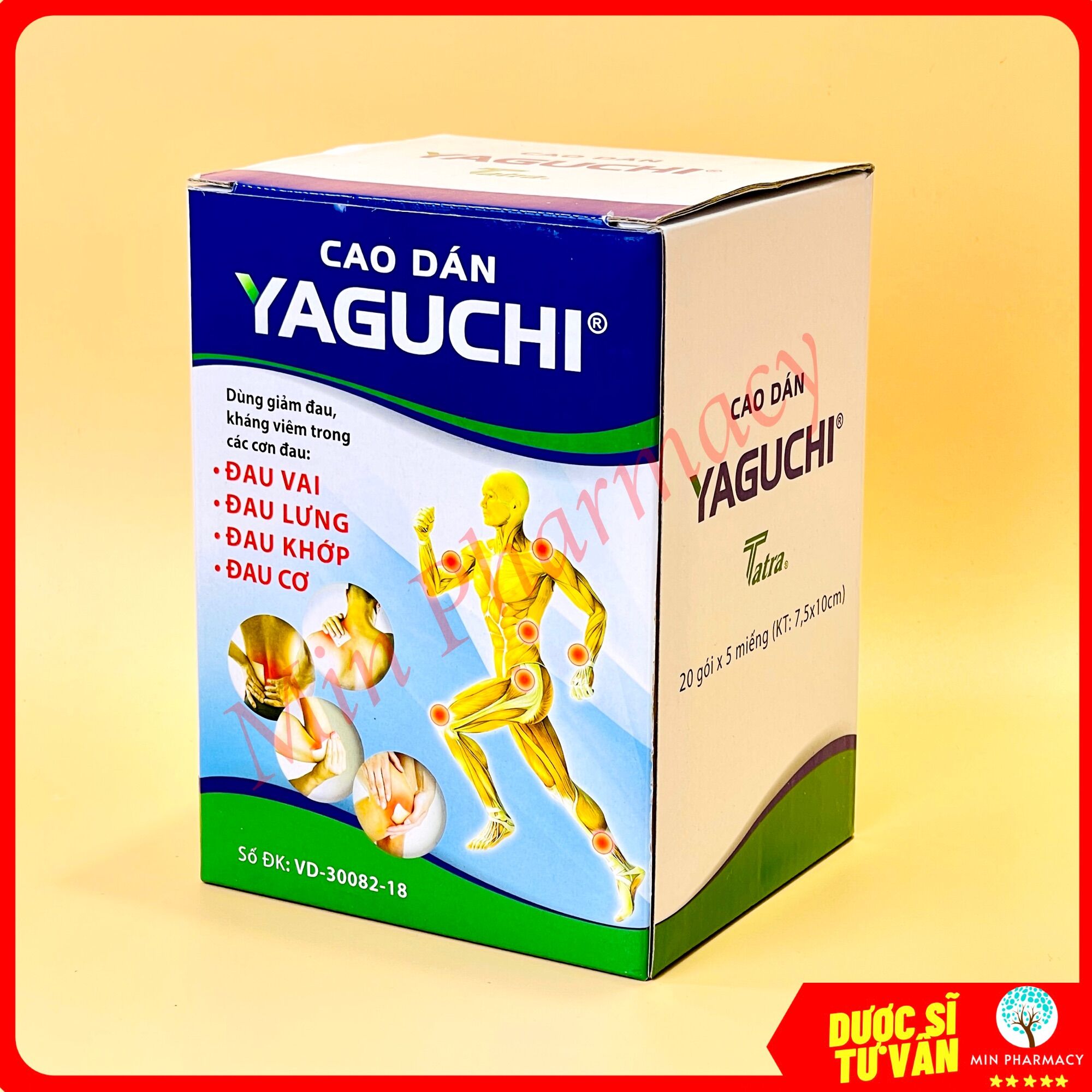 Cao dán yaguchi tatra giảm đau, giảm sưng 7.5 x 10cm gói 5 miếng - minpharmacy