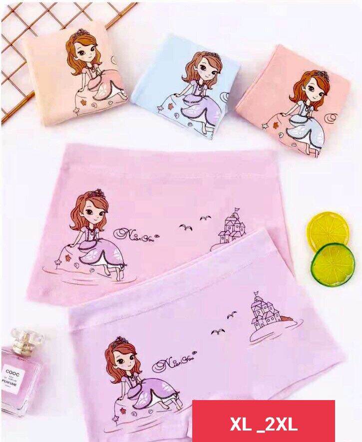 Combo 5 quần chip đùi bé cotton in công chúa