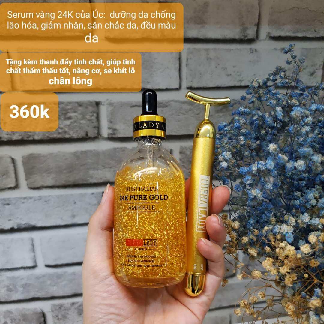 Serum vàng 24k kèm thanh lăn dưỡng da mờ nám chống nhăn 100ml