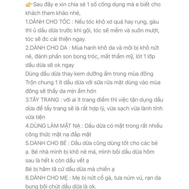 (tuyển sỉ)Tinh dầu dừa thủ công 70ml