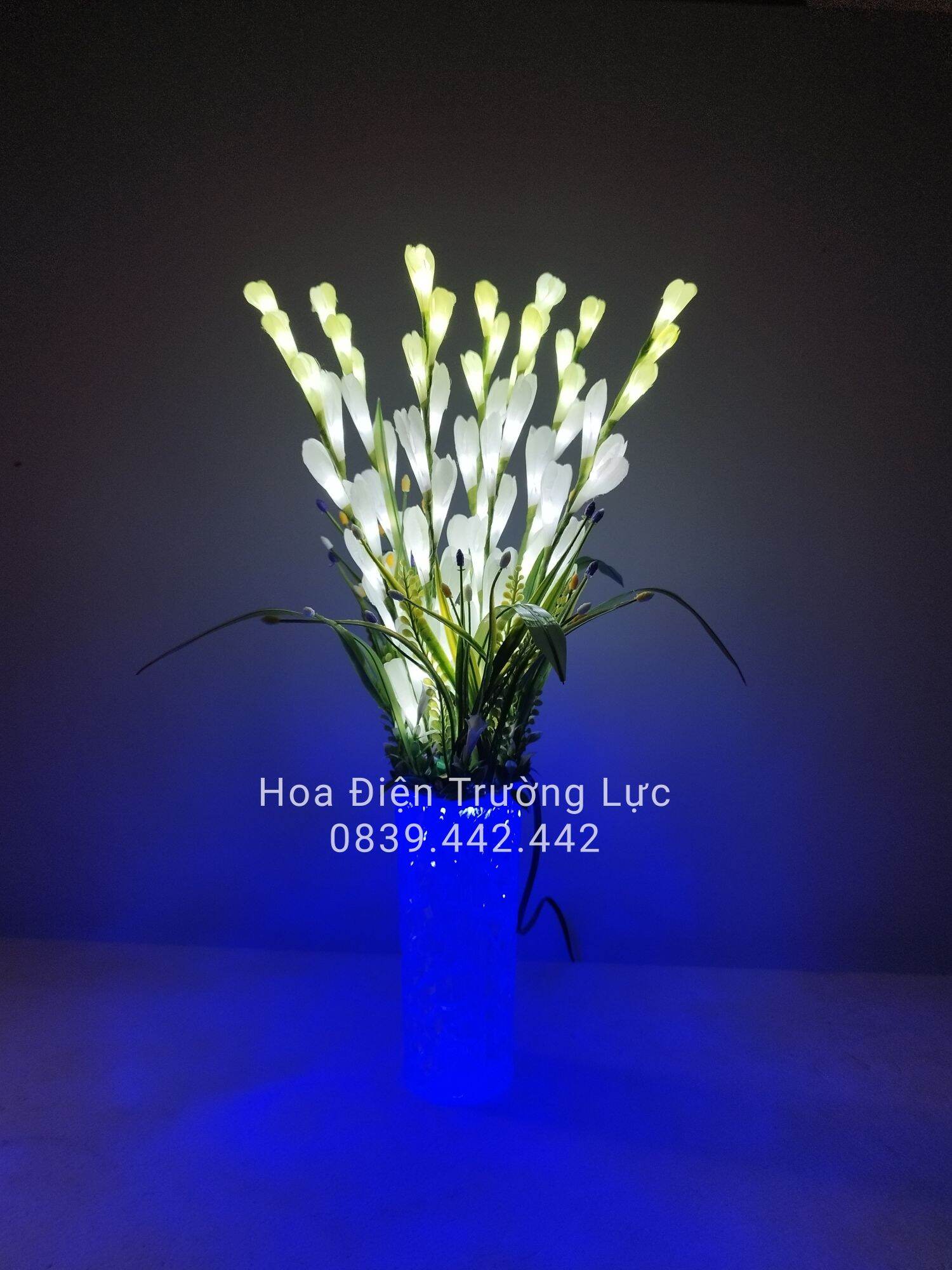 Hoa giả -huệ có đèn trang trí bàn thờ cao 50 cm