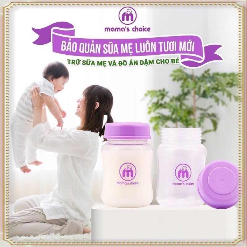 Combo 3 bình đựng trữ sữa cổ rộng mama's choice 180ml | tương thích các loại máy hút sữa cổ rộng spectra, avent