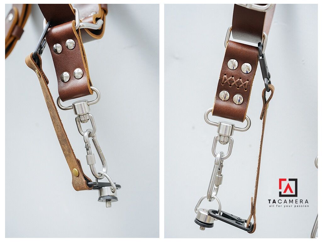 TACamera: Dây Đeo 2 Máy Ảnh Double Strap Da Thật Handmade TA5004