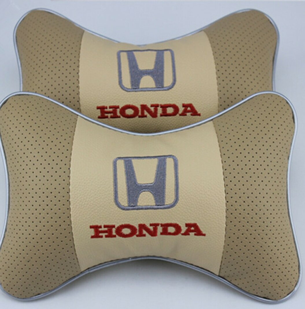 Bộ 02 gối tựa đầu thêu logo hãng xe màu kem
