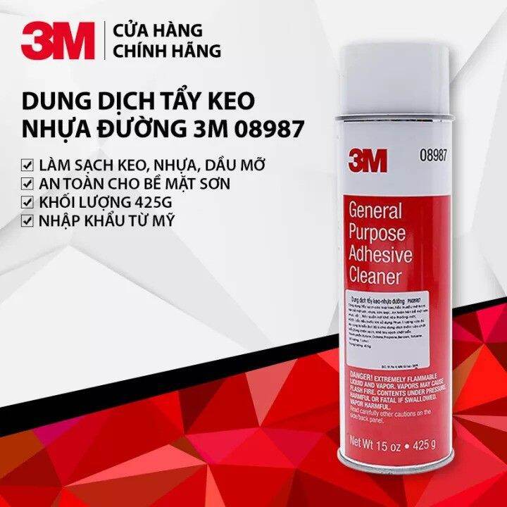 Chai tẩy rửa vết keo, nhựa đường 3M 08987 tẩy nhanh và sạch hầu hết các loại keo; nhựa đường; dầu mỡ, tẩy rửa trên sơn; nhựa; vải