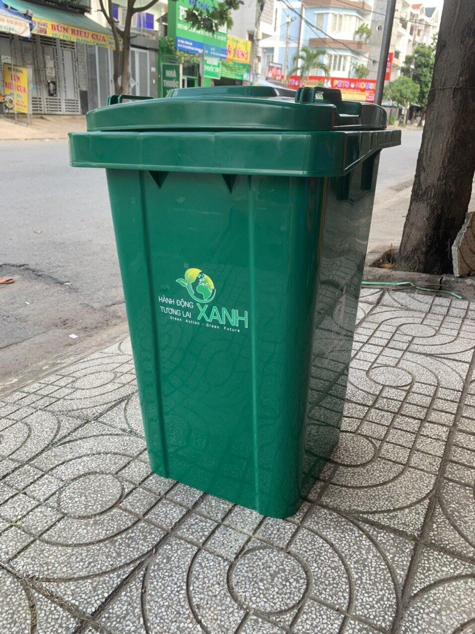 Thùng rác 90 lít nắp kín, thùng rác công cộng