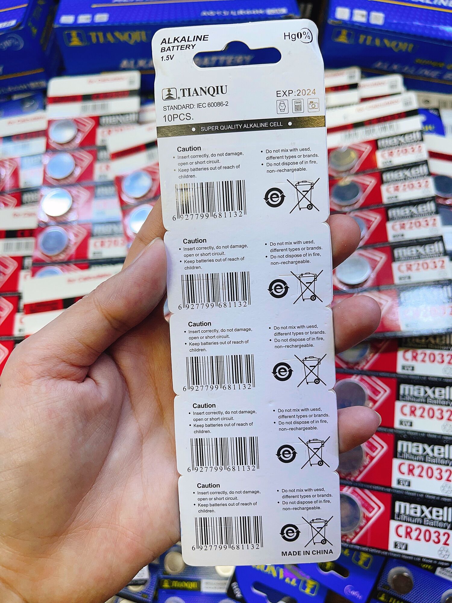 Pin nút áo Tianqiu AG13/LR44H/357A