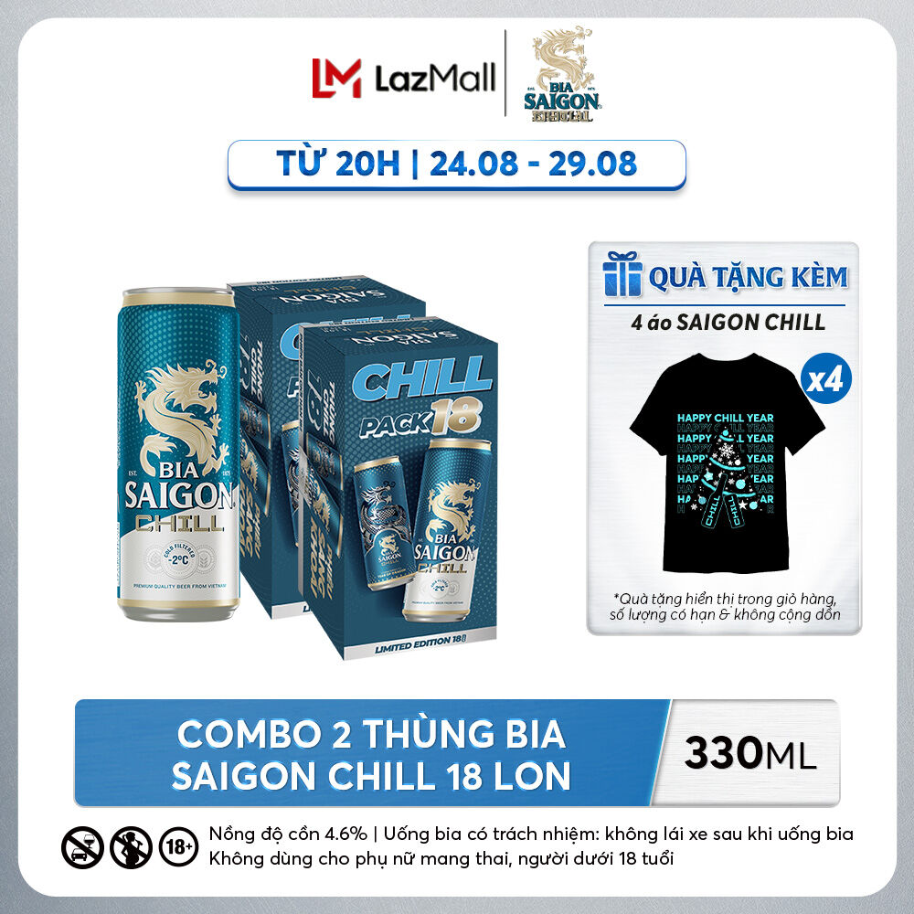 Combo 2 thùng 18 bia sài gòn chill 330ml