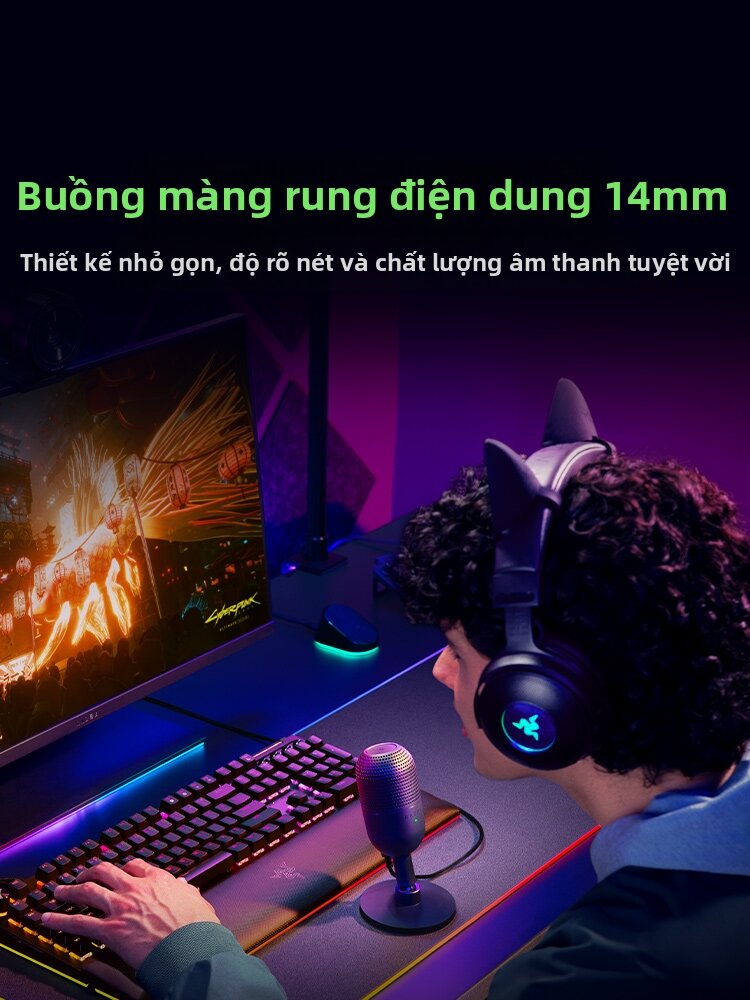 [Phích cắm dẹt] Razer | Micro Thu Âm Seiren V3 Mini - Âm Thanh Chất Lượng, Thiết Kế Gọn Nhẹ
