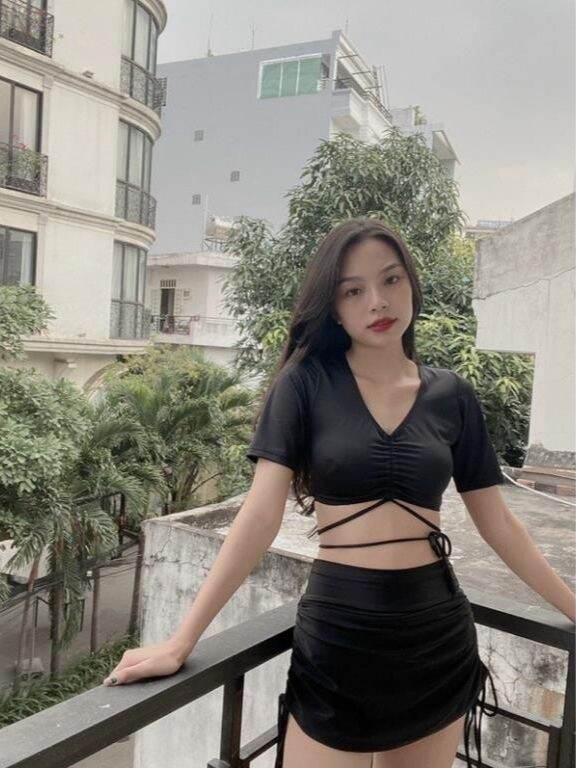 Quần bơi nữ, bikini lẻ váy cạp cao rút dây (Ko Kèm Áo)