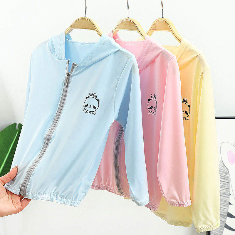 Áo lụa lạnh trẻ em quần áo trẻ em mùa hè quần áo trẻ em lớn nam nữ áo khoác trẻ em mẫu mới thoáng khí quần áo trẻ em mùa hè