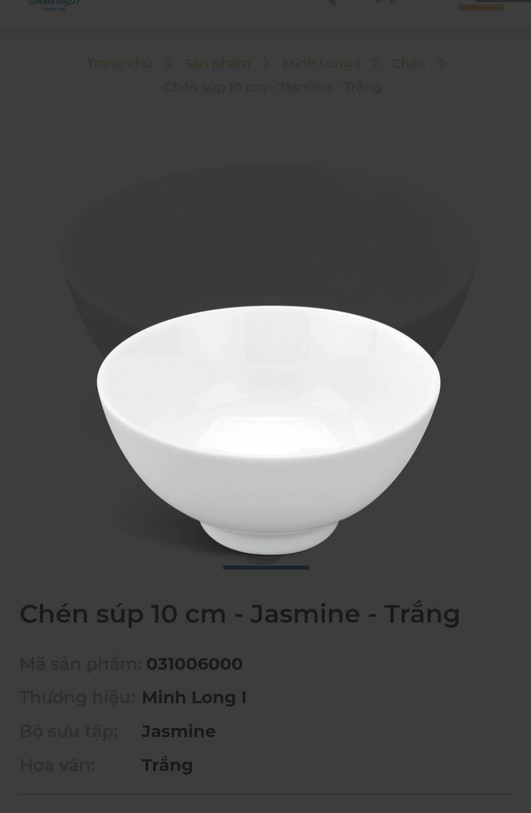 Bộ 10 chén sứ Minh Long 11.5cm - Trắng