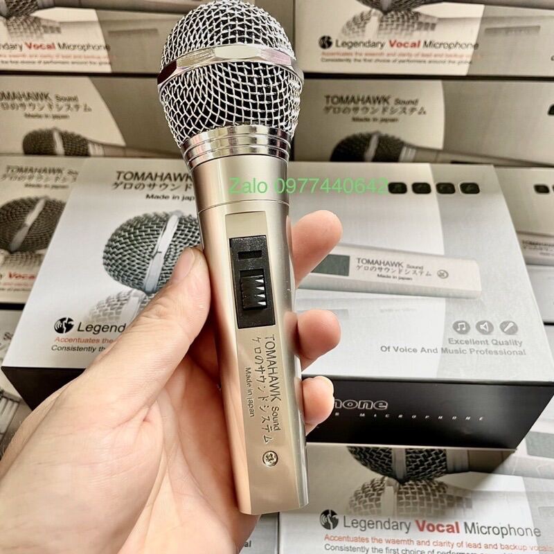 Micro có dây Tomahawk chính hãng, củ mic kim loại chống hú hát nhẹ