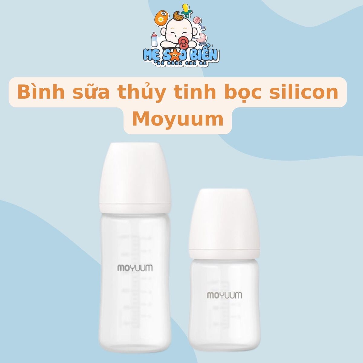 Bình sữa Moyuum thủy tinh bọc silicon 150ml/ 240ml cho bé