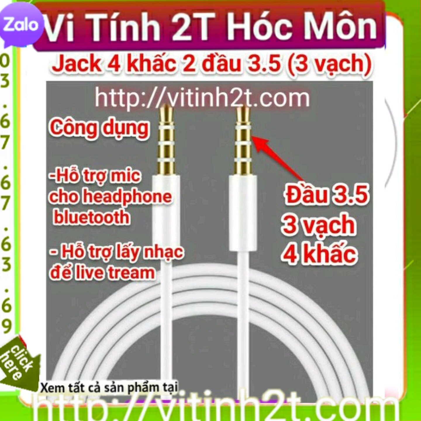 Jack 4 khấc 2 đầu 3.5 , cáp 2 đầu 3.5 hỗ trợ mic 3 vạch 4 khấc, cáp âm thanh