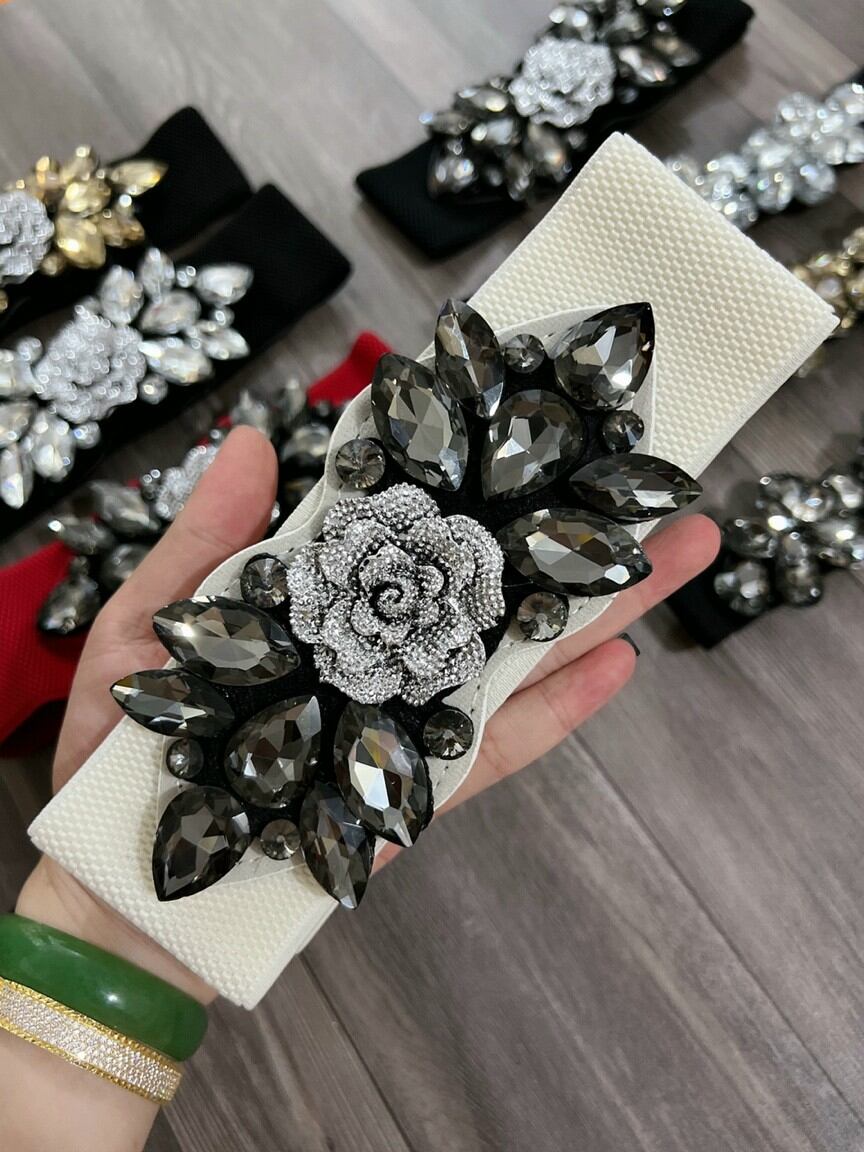 đai váy nịt đầm belt đính đá bản to nhỏ
