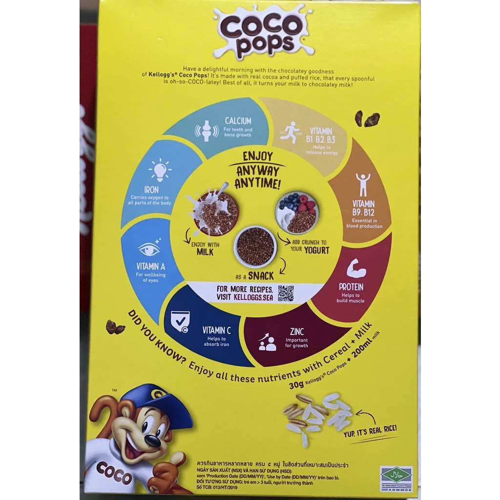 Ngũ cốc ăn sáng Kellogg's Coco Pops mẫu mới 350g