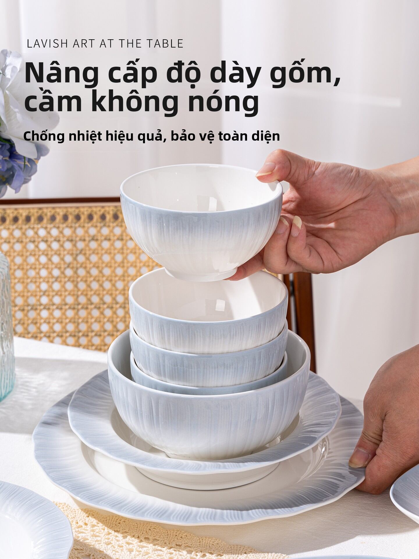 YUNZHIHE | 2026 New Style Heat Resistant Glaze Underneath Color Simple Style Tableware Set Giá 555,000 Đồng*Miễn phí vận chuyển