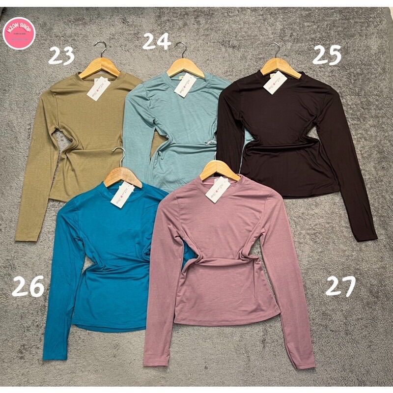 Combo 3 áo thun trơn body cổ tròn tay dài