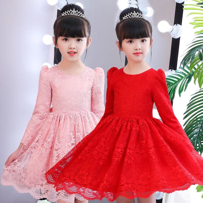 Váy Liền Bé Gái Váy Kiểu Siêu Tây Trẻ Em Mẫu Mới Xuân Thu Váy Ren Phong