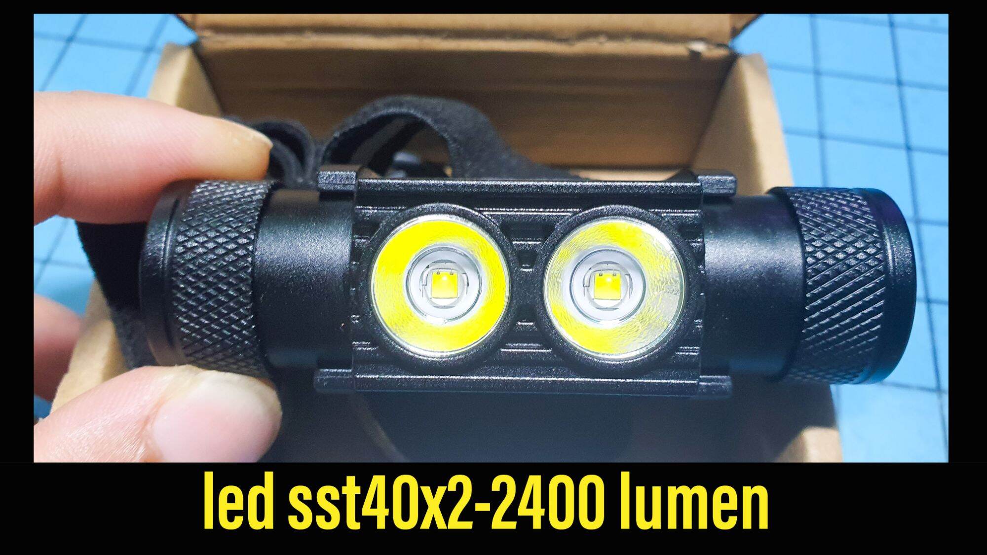 Đèn pin đội đầu mini 2 led sst40 chiếu tỏa nhỏ nhẹ bao gồm pin