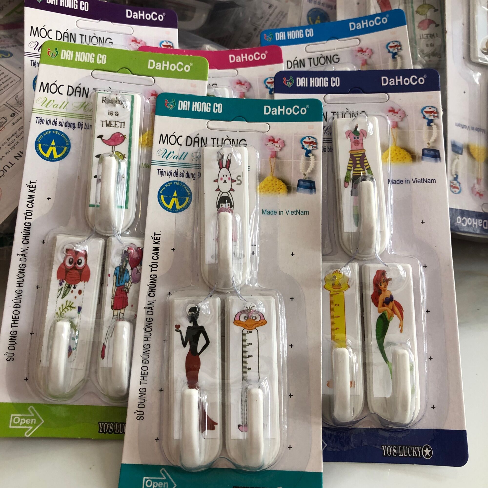 Móc dán tường chịu lực đa năng-Vỉ 3 móc dán tường có đinh
