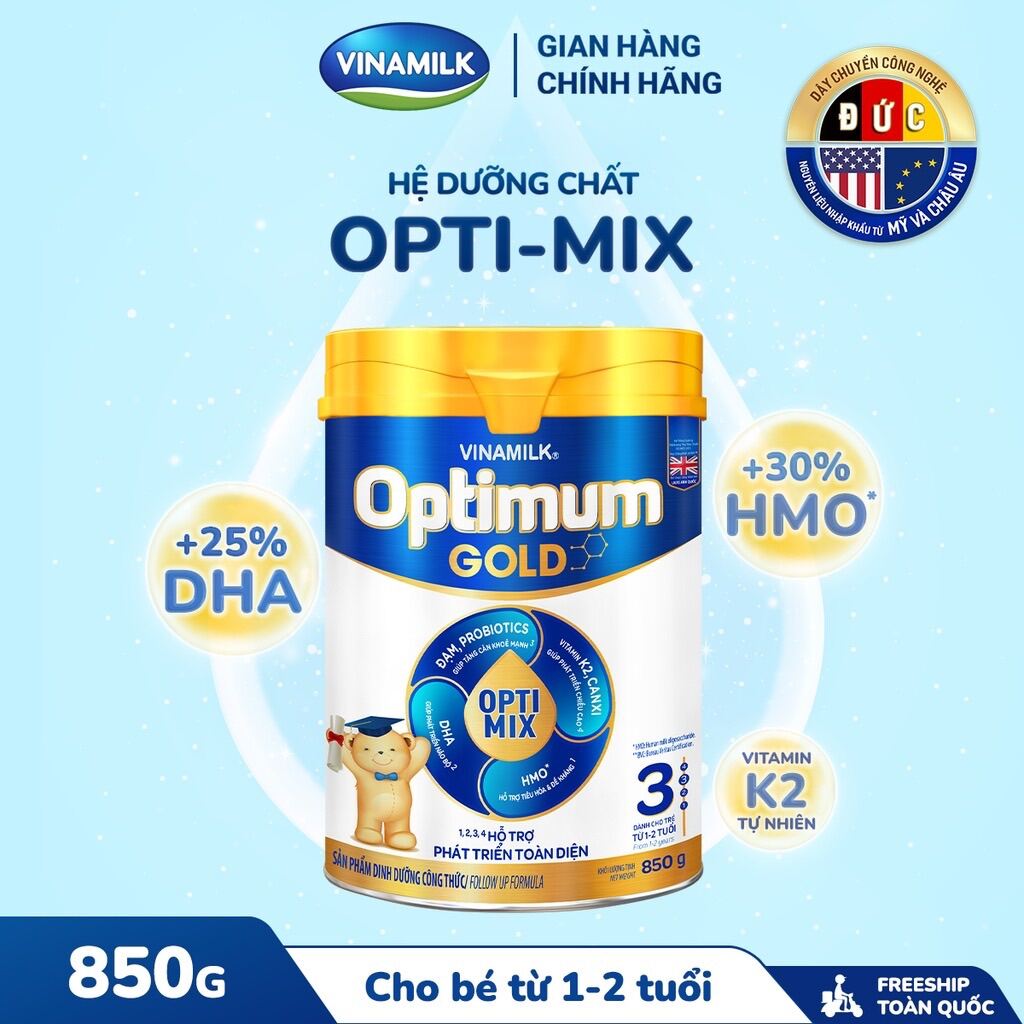Sữa Optimum gold 3 850gr Chính hãng 100% đã có VAT dinh dưỡng phát triển