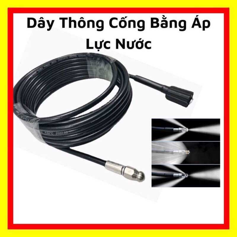 Dây Thông Tắc Cống Bằng Áp Lực Nước - Sử Dụng Máy Rửa Xe Có Các Cỡ Dây10-15-20M Nắp Đầu Béc 7 Tia