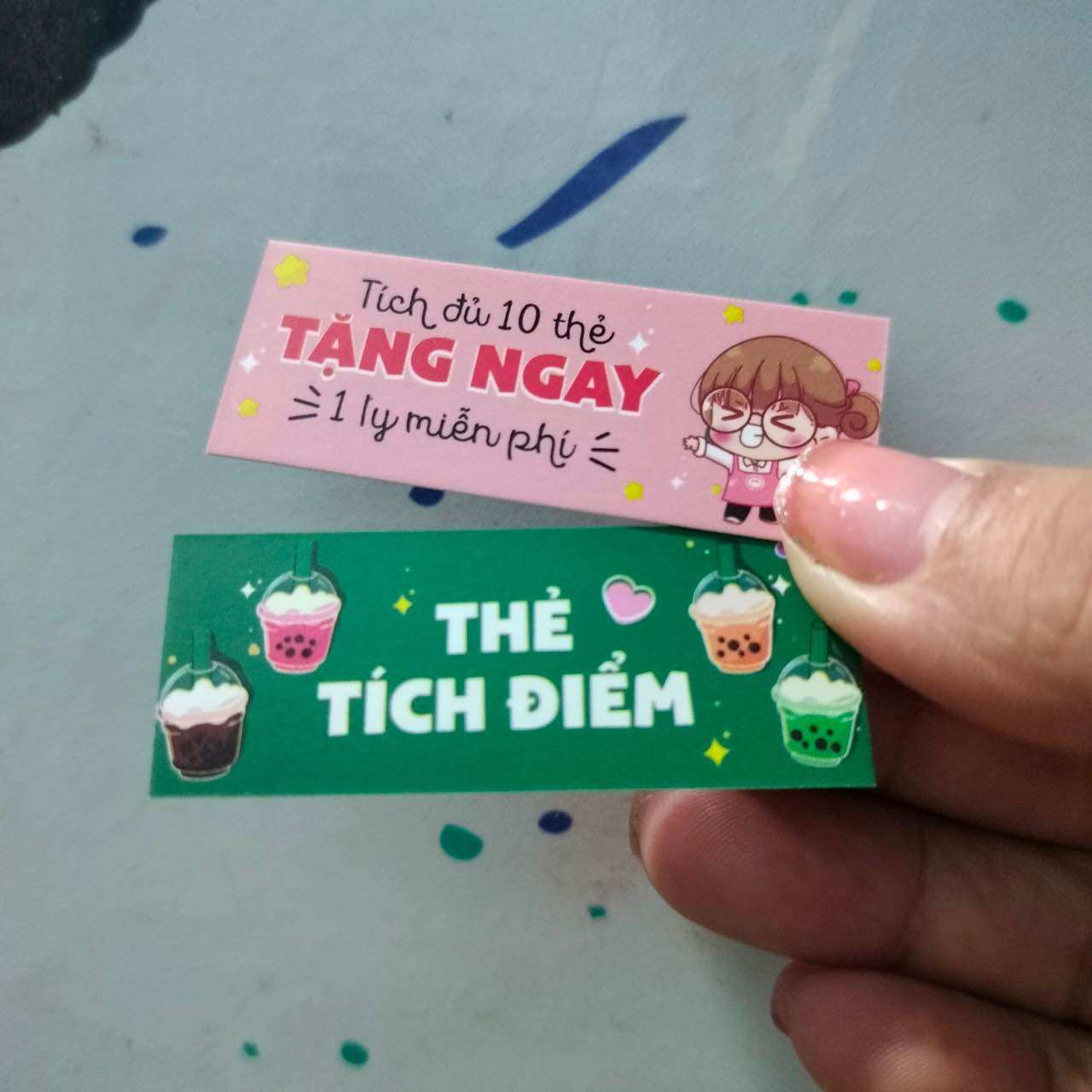 100 thẻ giấy tích điểm trà sữa 2x5.4cm
