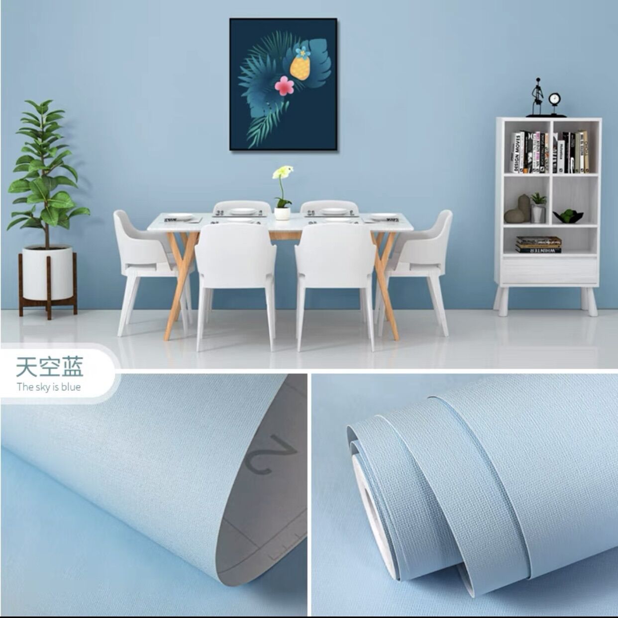 Giấy dán tường trơn pastel_10m decal dán tường sẵn keo rộng 45cm