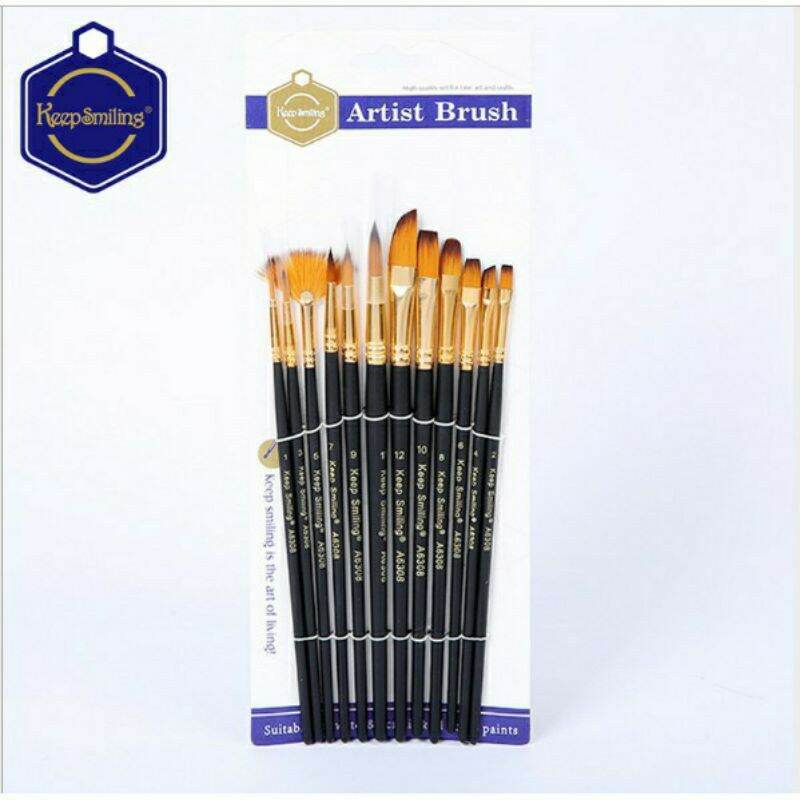 Bộ cọ 12 cây keepsmiling thân trắng/đen
