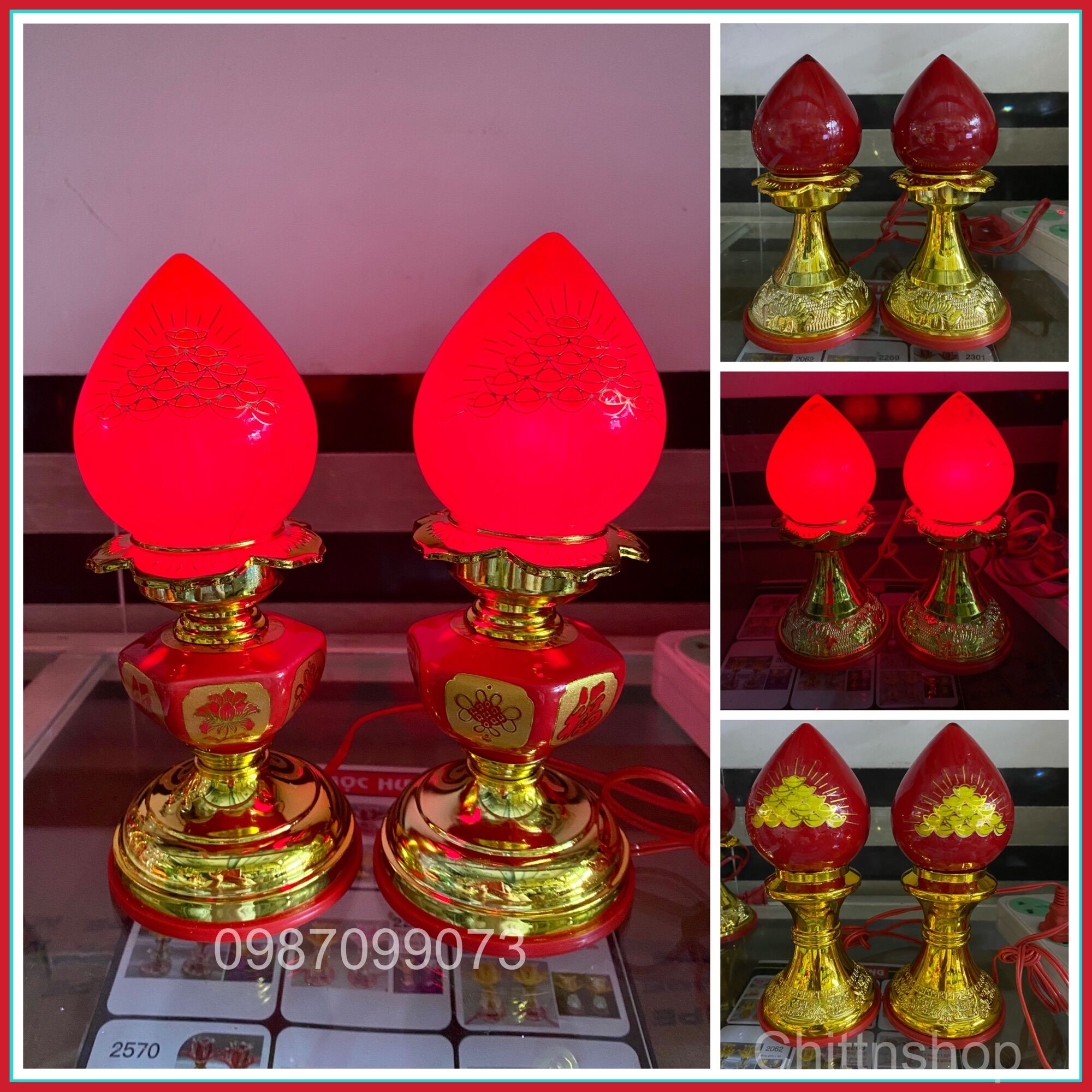 Đèn thờ trái đào lục giác