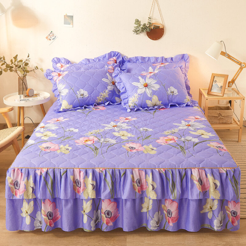 Ga giường chần bông dày dặn bộ 3 chiếc ga giường lót bông đơn chiếc chống trượt bộ ga giường ga giường bộ ga giường giữ ấm chống trượt bộ đồ giường