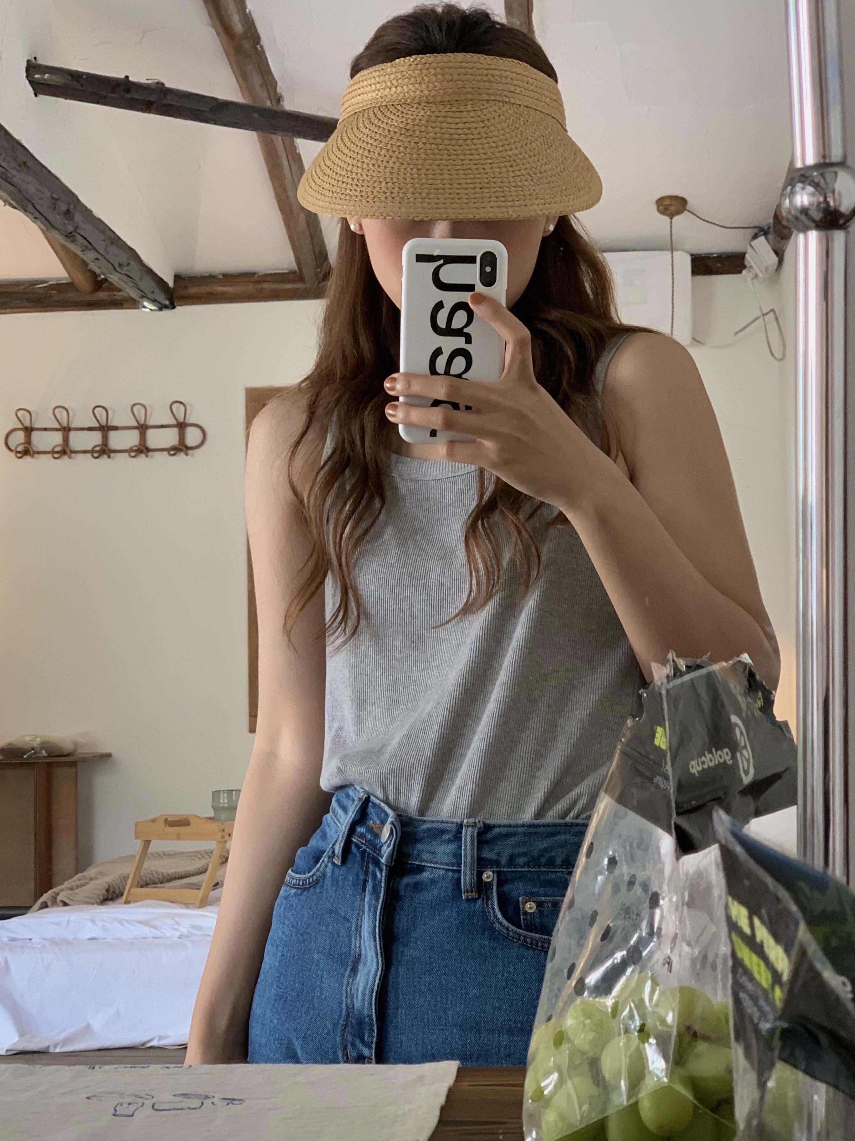 Cửa Hàng Phô Mai ~ Mũ Không Chóp Che Nắng Đan Cói Kiểu Pháp Nữ Mùa Hè Đan Mũ Chống Nắng Mũ Cói Nghỉ Dưỡng Mũ Chống Nắng