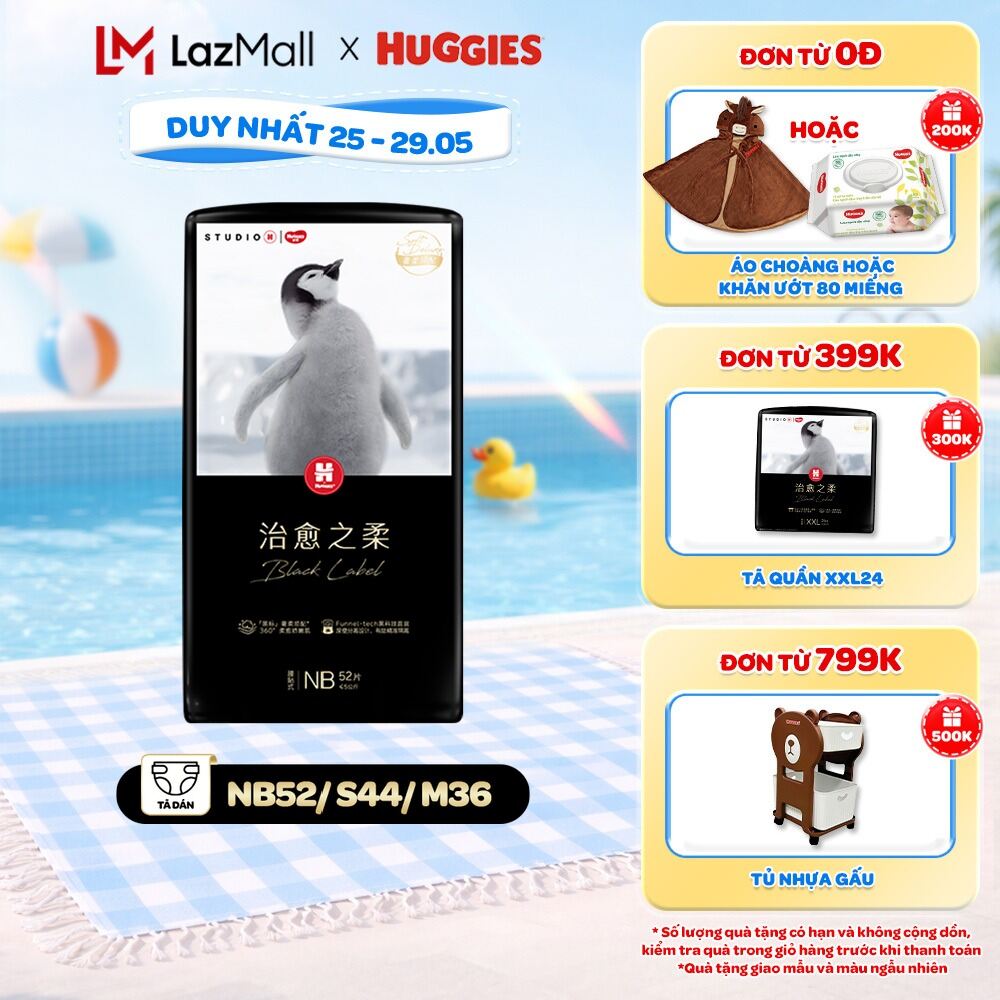 Tã dán Huggies Black Label size NB 52/S 44 miếng