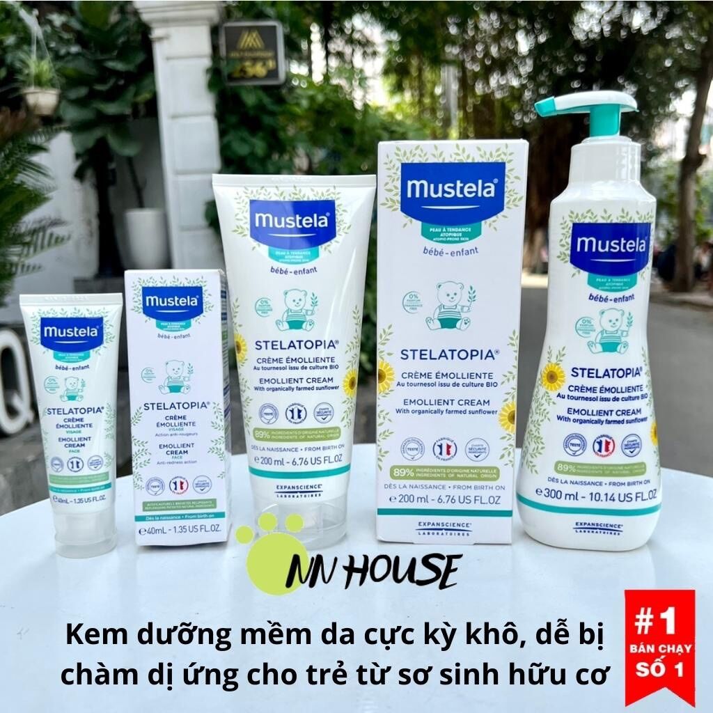 Kem dưỡng ẩm da khô, chàm cơ địa, chàm sữa, kích ứng Mustela Stelatopia,kem dưỡng phục hồi da,tái tạo da,cấp ẩm,cấp nước bio hữu cơ - Kem dưỡng cho da chàm thể tạng, dị ứng, da khô, da mẫn cảm - NN House