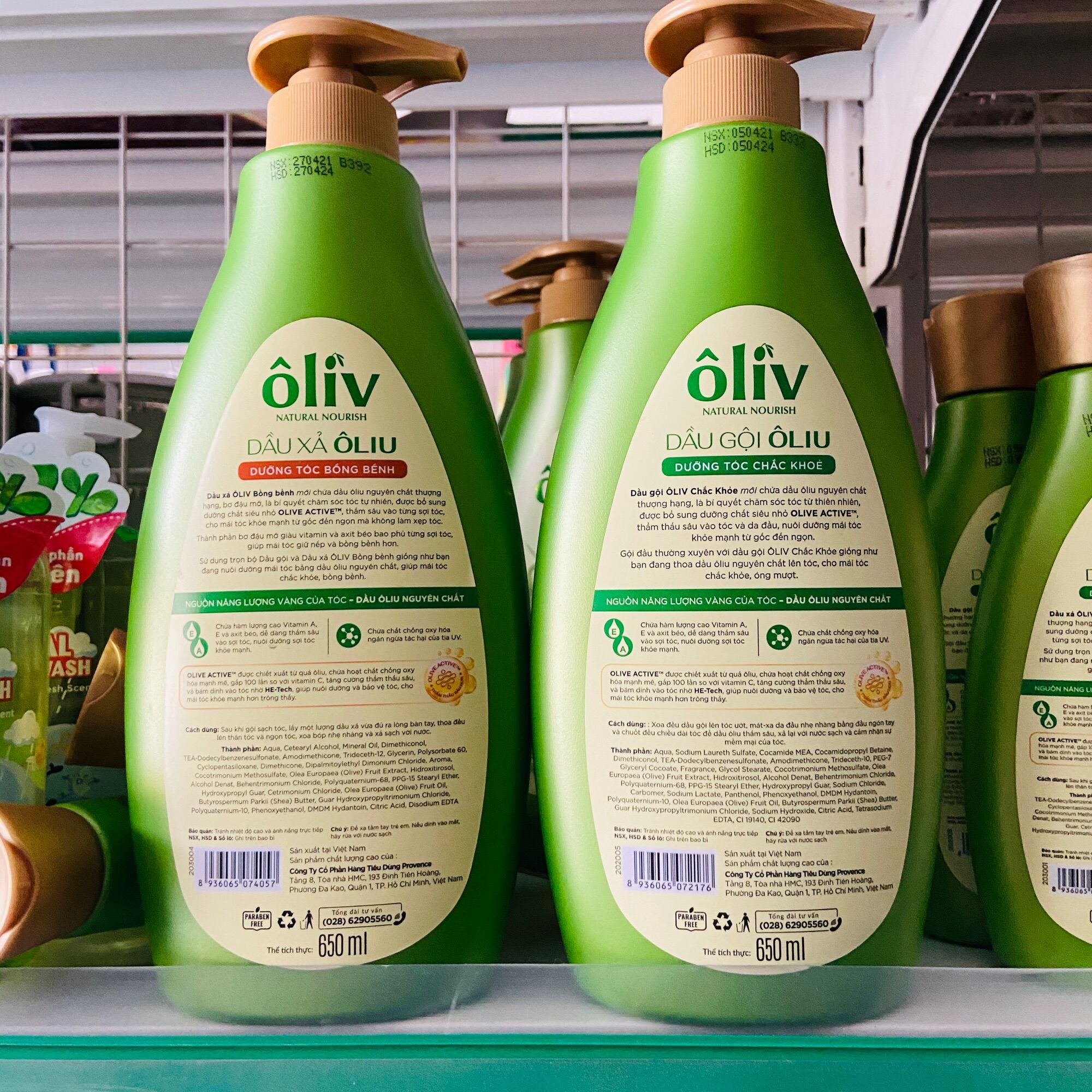 Combo Dầu gội + Dầu xả Ôliv dưỡng tóc chắc khỏe 650ml