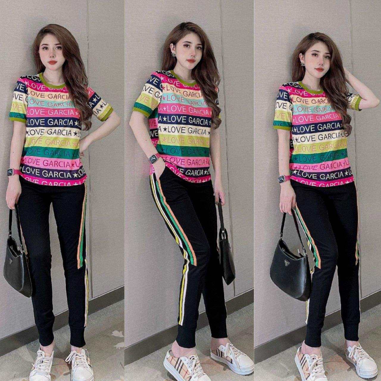 Sét đồ bộ nữ in chữ màu cao cấp thun cotton 100%