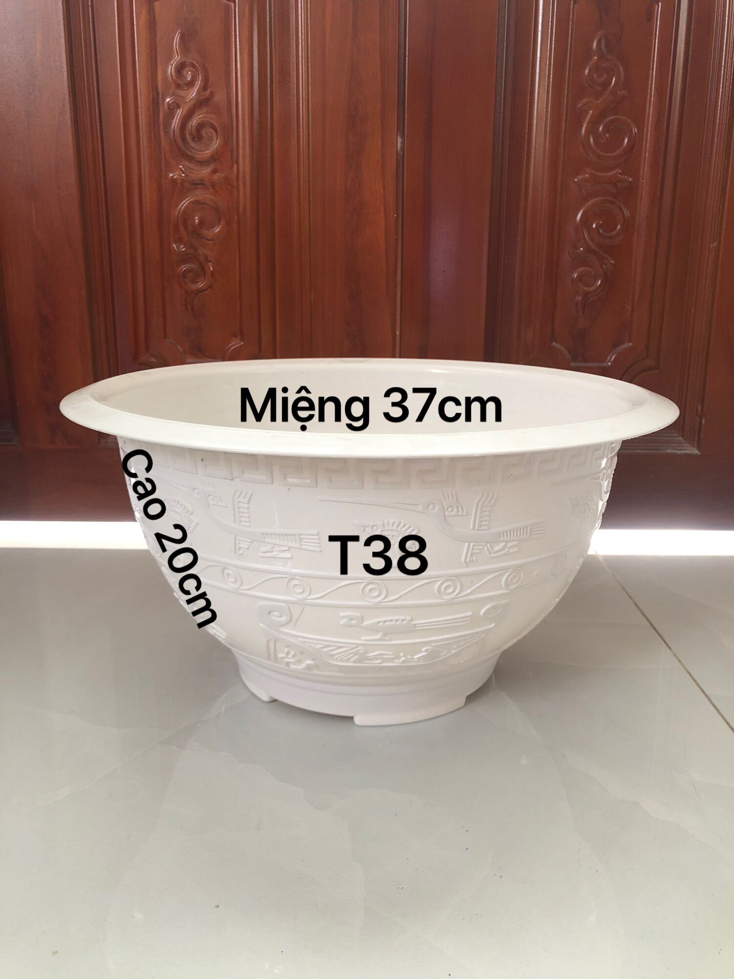 Chậu nhựa trồng cây 5 cái T38 màu trắng dày dặn