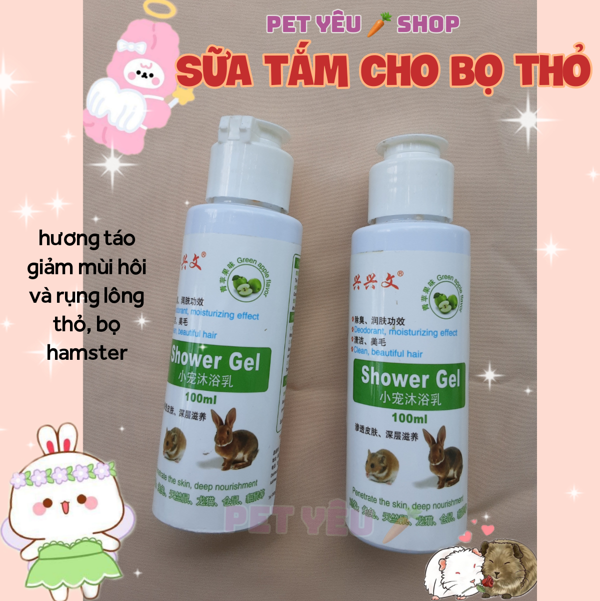 Sữa tắm hương táo ❤️freeship❤️ dành cho thỏ bọ chuột lang bọ ú